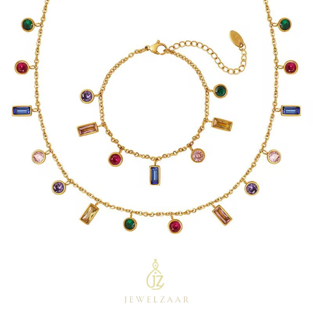 Multi Color Necklace and Bracelet Set