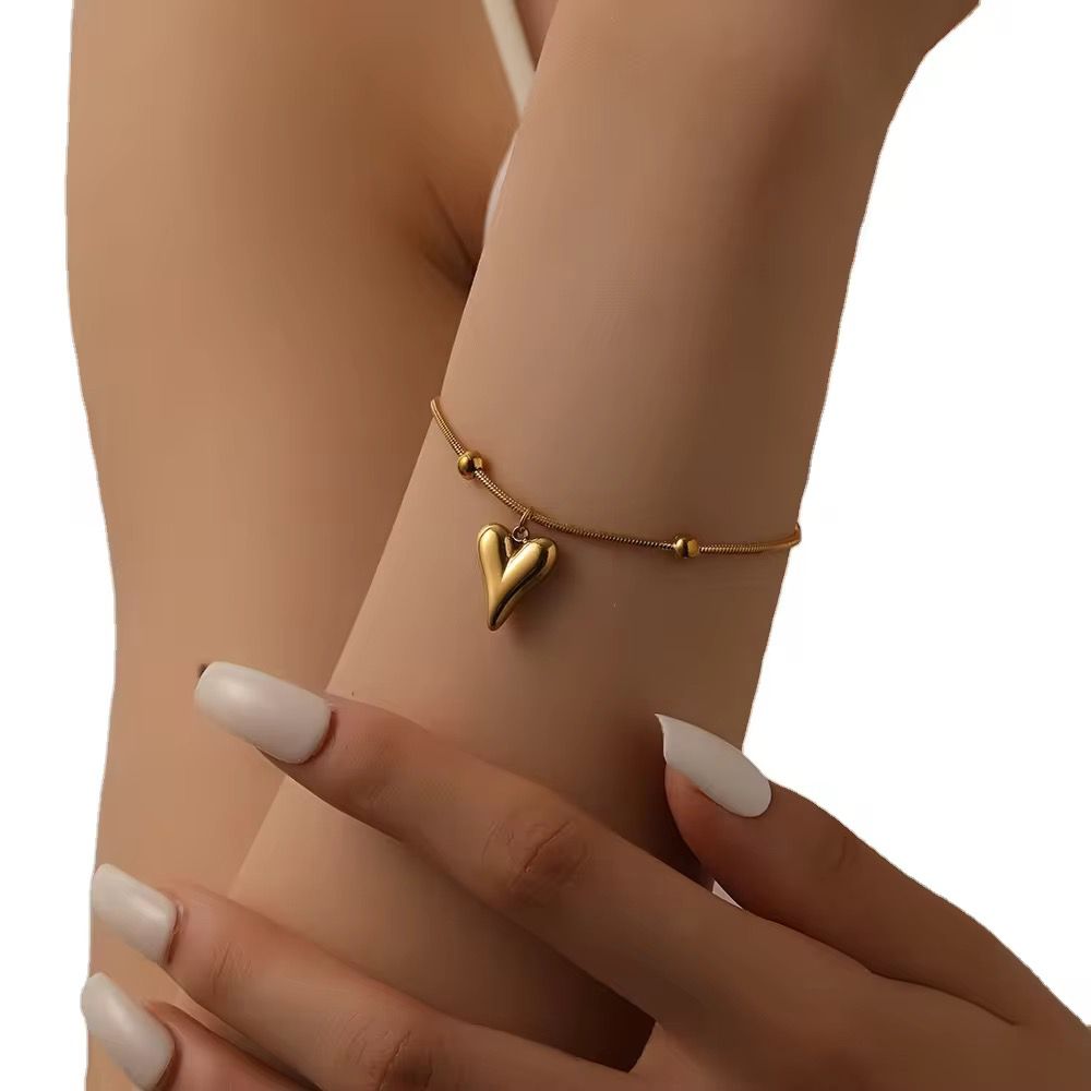 Love Heart With Ball Chain Bracelet