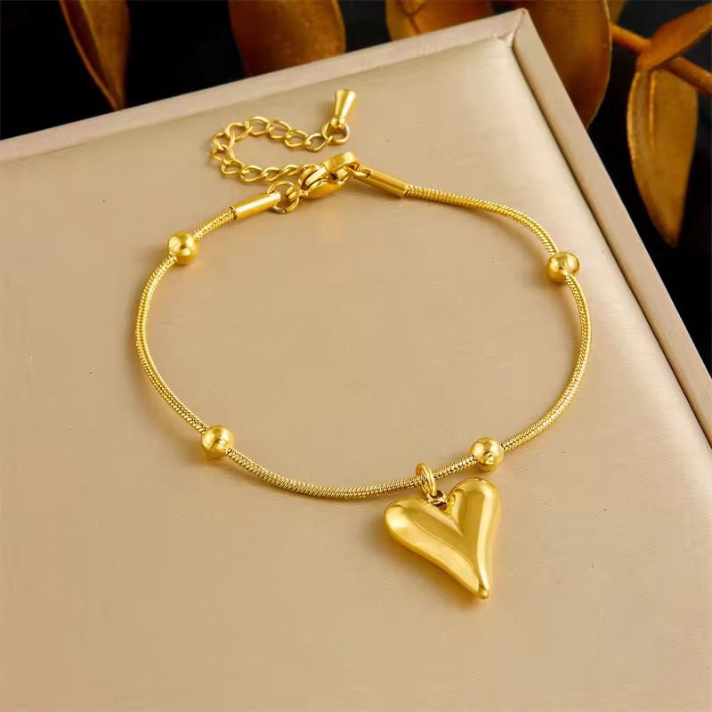 Love Heart With Ball Chain Bracelet