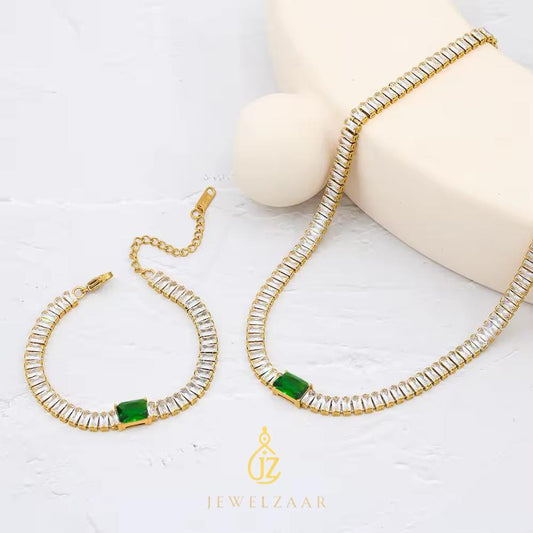 Cubic Zircon Stone Bracelet and Necklace Set