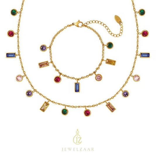 Multi Color Necklace and Bracelet Set