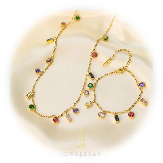 Multi Color Necklace and Bracelet Set